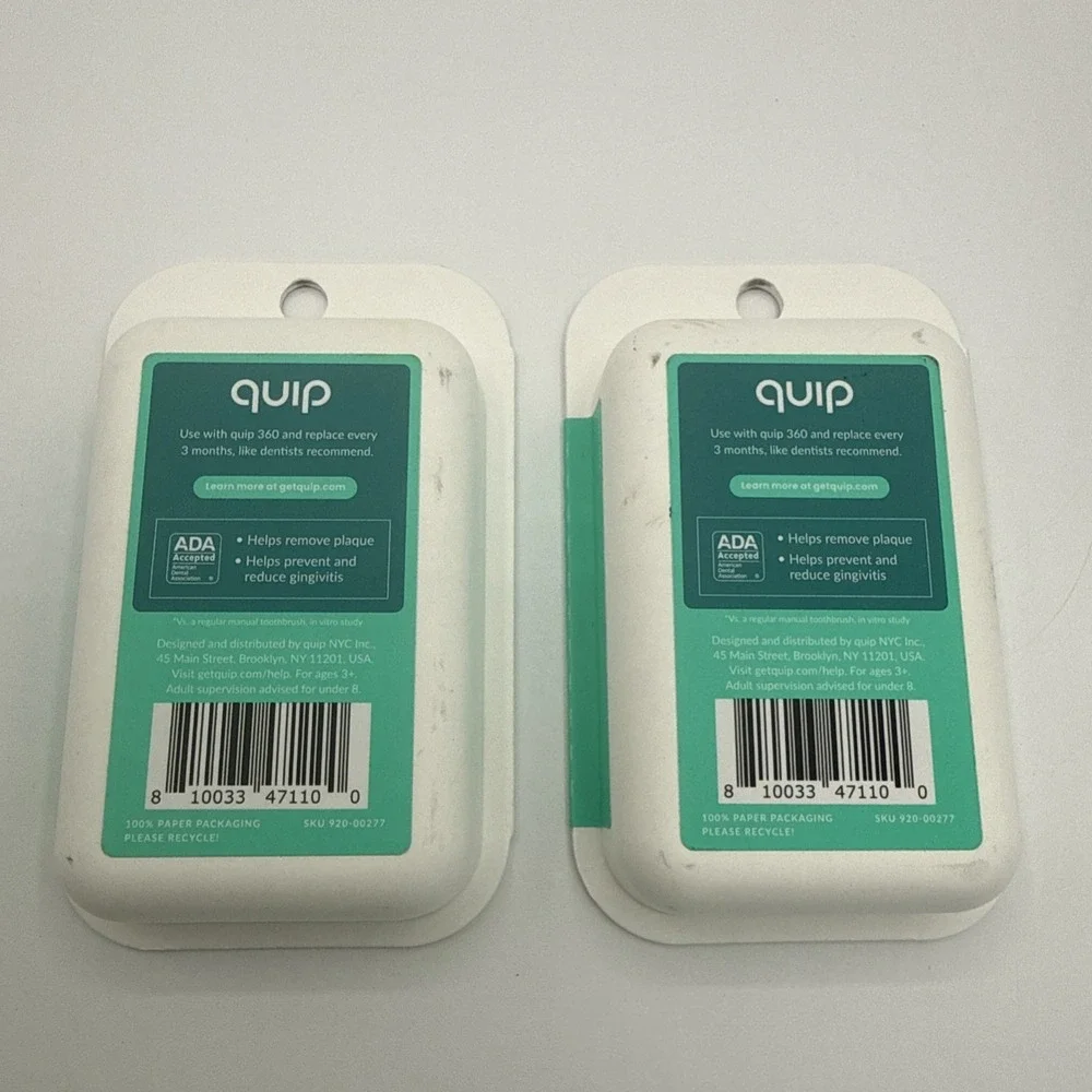 Quip 360 Oscillating Brush Head Soft Black Replacement Heads 2 Pack‎ Times 2 New